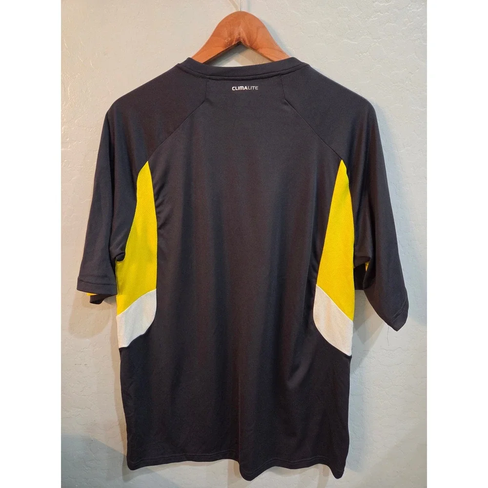 Vintage Adidas Mens Climalite Short Sleeve Athletic Shirt Black Colorblock Large